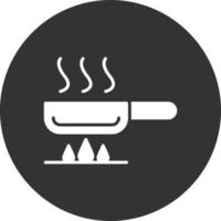 Frying Pan Glyph Inverted Icon vector