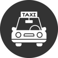 icono de glifo de taxi invertido vector