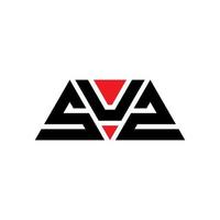 SUZ triangle letter logo design with triangle shape. SUZ triangle logo design monogram. SUZ triangle vector logo template with red color. SUZ triangular logo Simple, Elegant, and Luxurious Logo. SUZ