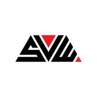 SVW triangle letter logo design with triangle shape. SVW triangle logo design monogram. SVW triangle vector logo template with red color. SVW triangular logo Simple, Elegant, and Luxurious Logo. SVW