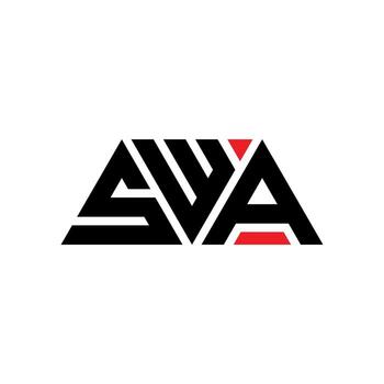 SWA triangle letter logo design with triangle shape. SWA triangle logo design monogram. SWA triangle vector logo template with red color. SWA triangular logo Simple, Elegant, and Luxurious Logo. SWA
