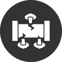 Broken Pipe Glyph Inverted Icon vector