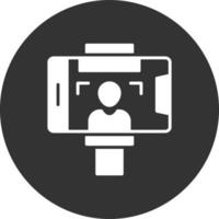 Selfie Glyph Inverted Icon vector