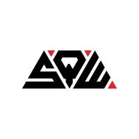 SQW triangle letter logo design with triangle shape. SQW triangle logo design monogram. SQW triangle vector logo template with red color. SQW triangular logo Simple, Elegant, and Luxurious Logo. SQW