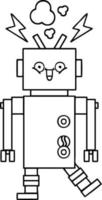 line drawing cartoon robot vector