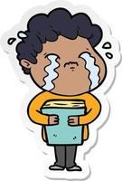 sticker of a cartoon man crying vector