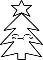 line drawing cartoon christmas tree vector