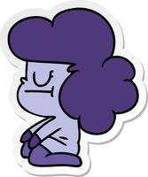 sticker cartoon of a kawaii alien girl vector