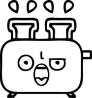 line drawing cartoon of a toaster vector