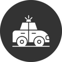 Police Car Glyph Inverted Icon vector