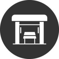 Bus Stop Glyph Inverted Icon vector