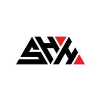SHH triangle letter logo design with triangle shape. SHH triangle logo design monogram. SHH triangle vector logo template with red color. SHH triangular logo Simple, Elegant, and Luxurious Logo. SHH