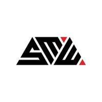 SMW triangle letter logo design with triangle shape. SMW triangle logo design monogram. SMW triangle vector logo template with red color. SMW triangular logo Simple, Elegant, and Luxurious Logo. SMW