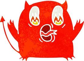 retro cartoon of cute kawaii red demon vector