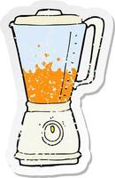 retro distressed sticker of a cartoon juice blender vector