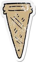 distressed sticker of a cartoon ice cream cone vector