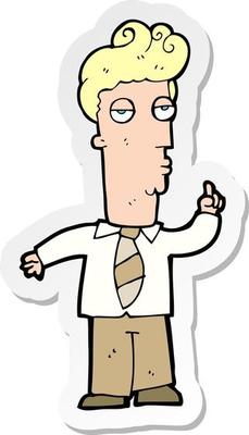 sticker of a cartoon bored man asking question