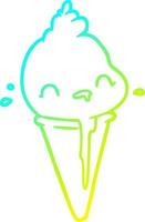 cold gradient line drawing cute ice cream vector