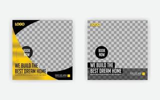 Construction and house renovation services social media post and web banner design template vector