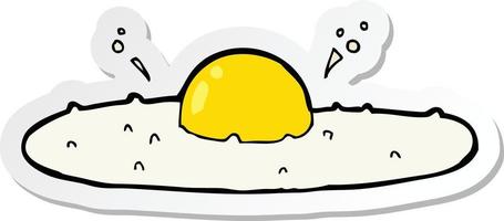 sticker of a cartoon fried egg vector