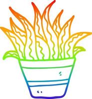 rainbow gradient line drawing cartoon house plant vector