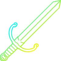 cold gradient line drawing cartoon sword vector