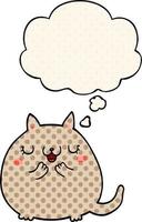 cartoon cute cat and thought bubble in comic book style vector