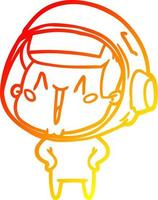 warm gradient line drawing happy cartoon astronaut vector