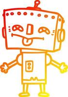 warm gradient line drawing cartoon robot vector