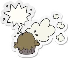 cute cartoon pie and speech bubble sticker vector