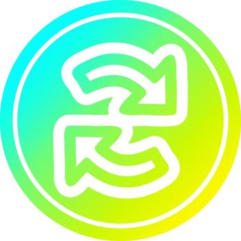 flecha de reciclaje circular en espectro de gradiente frío vector