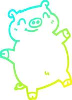 cold gradient line drawing cartoon pig vector