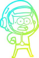 cold gradient line drawing cartoon surprised astronaut vector