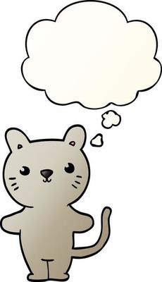 cartoon cat and thought bubble in smooth gradient style
