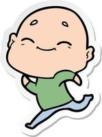 sticker of a happy cartoon bald man vector