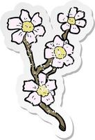 retro distressed sticker of a cartoon flowers vector