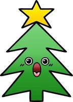 gradient shaded cartoon christmas tree vector