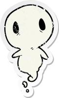 distressed sticker of a cartoon ghost vector