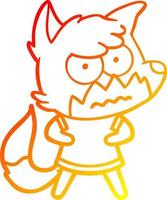 warm gradient line drawing cartoon annoyed fox vector