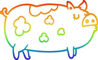 rainbow gradient line drawing cartoon pig vector