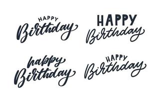 banner de texto con letras de feliz cumpleaños, color negro. ilustración vectorial vector
