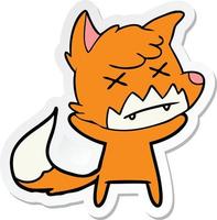 sticker of a cartoon cross eyed fox vector