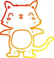 warm gradient line drawing cartoon cat vector