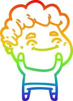 rainbow gradient line drawing cartoon friendly man vector