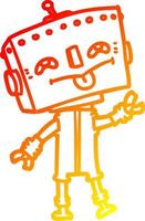 warm gradient line drawing cartoon robot vector