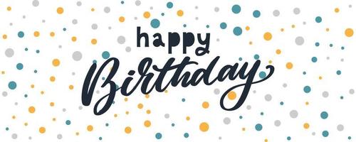 Happy Birthday lettering text banner, black color. Vector illustration.