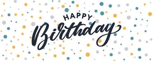 Happy Birthday lettering text banner, black color. Vector illustration.