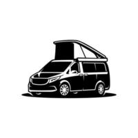 autocaravana con vector de logotipo de ilustración de carpa emergente