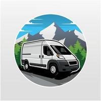 rv camping car illustration logo vector