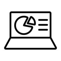 Chart laptop icon vector. Isolated contour symbol illustration vector